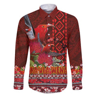 Hawaii KaʻUla Wena ʻIʻiwi Family Matching Tank Maxi Dress and Hawaiian Shirt With Tropical Plants and 'Ohi'a lehua Kakau Art Tattoo