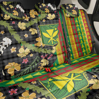 Hawaiian Tropical Plants Lei Back Car Seat Cover Kanaka Maoli Tribal with Palaka Motifs LT03 - Polynesian Pride