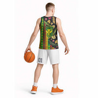 Hawaiian Tropical Plants Lei Basketball Jersey Kanaka Maoli Tribal with Palaka Motifs LT03 - Polynesian Pride
