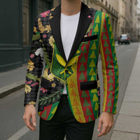 Hawaiian Tropical Plants Lei Blazer Kanaka Maoli Tribal with Palaka Motifs LT03 - Polynesian Pride