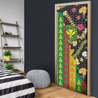 Hawaiian Tropical Plants Lei Door Cover Kanaka Maoli Tribal with Palaka Motifs LT03 - Polynesian Pride