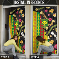 Hawaiian Tropical Plants Lei Door Cover Kanaka Maoli Tribal with Palaka Motifs LT03 - Polynesian Pride