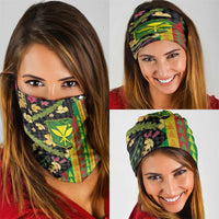 Hawaiian Tropical Plants Lei Neck Gaiter Kanaka Maoli Tribal with Palaka Motifs - Polynesian Pride