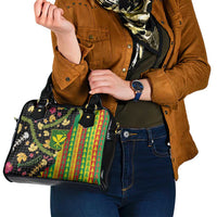 Hawaiian Tropical Plants Lei Shoulder Handbag Kanaka Maoli Tribal with Palaka Motifs - Polynesian Pride