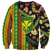 Hawaiian Tropical Plants Lei Sweatshirt Kanaka Maoli Tribal with Palaka Motifs LT03 - Polynesian Pride