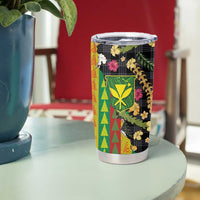 Hawaiian Tropical Plants Lei Tumbler Cup Kanaka Maoli Tribal with Palaka Motifs LT03 - Polynesian Pride