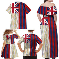 Hawaiian Tropical Plants Lei Family Matching Off Shoulder Maxi Dress and Hawaiian Shirt National Flag Style LT03 - Polynesian Pride