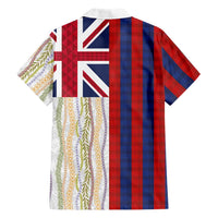 Hawaiian Tropical Plants Lei Family Matching Off Shoulder Short Dress and Hawaiian Shirt National Flag Style LT03 - Polynesian Pride