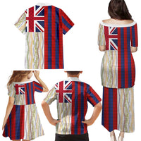 Hawaiian Tropical Plants Lei Family Matching Puletasi and Hawaiian Shirt National Flag Style LT03 - Polynesian Pride
