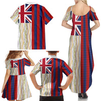 Hawaiian Tropical Plants Lei Family Matching Summer Maxi Dress and Hawaiian Shirt National Flag Style LT03 - Polynesian Pride