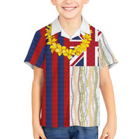 Hawaiian Tropical Plants Lei Kid Hawaiian Shirt National Flag Style - Polynesian Pride