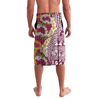 Hawaiian Plumeria Lei Lavalava Kakau Motifs and Palaka Half Style Pink Color LT03 - Polynesian Pride