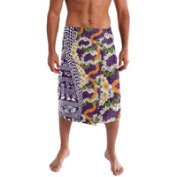Hawaiian Plumeria Lei Lavalava Kakau Motifs and Palaka Half Style Purple Color - Polynesian Pride
