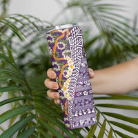 Hawaiian Plumeria Lei Skinny Tumbler Kakau Motifs and Palaka Half Style Purple Color LT03 - Polynesian Pride