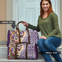 Hawaiian Plumeria Lei Travel Bag Kakau Motifs and Palaka Half Style Purple Color LT03 - Polynesian Pride