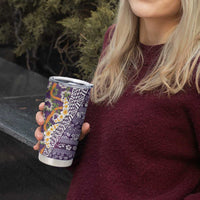 Hawaiian Plumeria Lei Tumbler Cup Kakau Motifs and Palaka Half Style Purple Color LT03 - Polynesian Pride