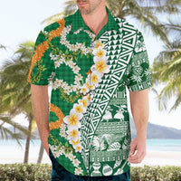 Hawaiian Plumeria Lei Hawaiian Shirt Kakau Motifs and Palaka Half Style Green Color - Polynesian Pride