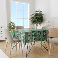 Hawaiian Plumeria Lei Tablecloth Kakau Motifs and Palaka Half Style Green Color - Polynesian Pride