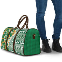 Hawaiian Plumeria Lei Travel Bag Kakau Motifs and Palaka Half Style Green Color LT03 - Polynesian Pride