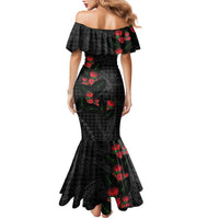 Hawaiian Kakau Art Family Matching Mermaid Dress and Hawaiian Shirt Taro Leaves with Ohia Lehua and Pakala Pattern LT03 - Polynesian Pride
