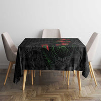 Hawaiian Kakau Art Tablecloth Taro Leaves with Ohia Lehua and Pakala Pattern - Polynesian Pride
