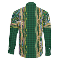Hawaiian Art Flower Tribal with Lei Family Matching Mermaid Dress and Hawaiian Shirt Palaka Pattern Green Color LT03 - Polynesian Pride