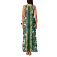 Hawaiian Art Flower Tribal with Lei Family Matching Tank Maxi Dress and Hawaiian Shirt Palaka Pattern Green Color LT03 - Polynesian Pride