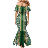 Hawaiian Art Flower Tribal with Lei Mermaid Dress Palaka Pattern Green Color LT03 - Polynesian Pride
