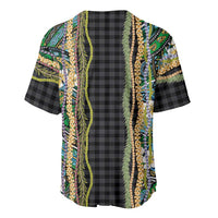 Hawaiian Art Flower Tribal with Lei Baseball Jersey Palaka Pattern Black Color - Polynesian Pride