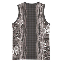 Hawaiian Art Flower Tribal with Lei Basketball Jersey Palaka Pattern Grayscale - Polynesian Pride
