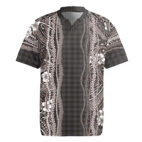 Hawaiian Art Flower Tribal with Lei Rugby Jersey Palaka Pattern Grayscale - Polynesian Pride