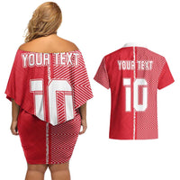 Custom Tahiti Football-Iron Warriors Couples Matching Off Shoulder Short Dress and Hawaiian Shirt