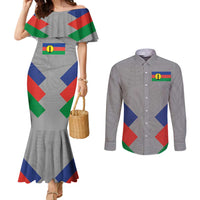 Custom New Caledonia-The Kagus Couples Matching Mermaid Dress and Long Sleeve Button Shirt
