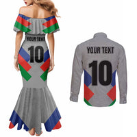 Custom New Caledonia-The Kagus Couples Matching Mermaid Dress and Long Sleeve Button Shirt