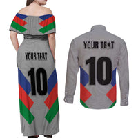 Custom New Caledonia-The Kagus Couples Matching Off Shoulder Maxi Dress and Long Sleeve Button Shirt