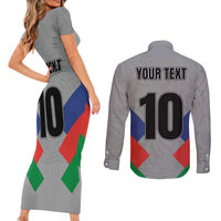 Custom New Caledonia-The Kagus Couples Matching Short Sleeve Bodycon Dress and Long Sleeve Button Shirt