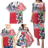 Hawaiian Floral Kakau Tropical Leaves-Sporty Style Family Matching Puletasi and Hawaiian Shirt