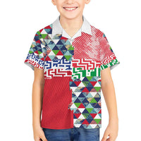 Hawaiian Floral Kakau Tropical Leaves-Sporty Style Kid Hawaiian Shirt