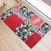 Hawaiian Floral Kakau Tropical Leaves-Sporty Style Rubber Doormat