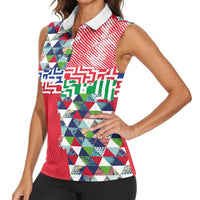 Hawaiian Floral Kakau Tropical Leaves-Sporty Style Women Sleeveless Polo Shirt LT03 - Polynesian Pride