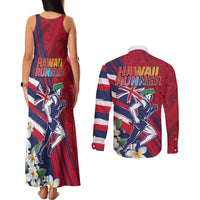 Hawaii Runner-Kakau Art with Lei and Plumeria Couples Matching Tank Maxi Dress and Long Sleeve Button Shirt