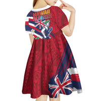 Hawaii Runner-Kakau Art with Lei and Plumeria Kid Short Sleeve Dress