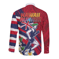 Hawaii Runner-Kakau Art with Lei and Plumeria Long Sleeve Button Shirt