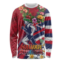 Hawaii Runner-Kakau Art with Lei and Plumeria Long Sleeve Shirt