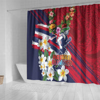 Hawaii Runner-Kakau Art with Lei and Plumeria Shower Curtain