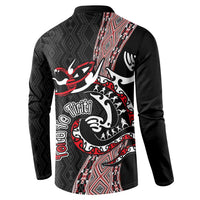 Aotearoa Toitu Te Tiriti Taniko Button Sweatshirt Maori Taniwha Haka - Honour the Treaty