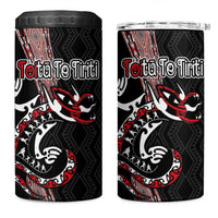 Aotearoa Toitu Te Tiriti Taniko 4 in 1 Can Cooler Tumbler Maori Taniwha Haka - Honour the Treaty
