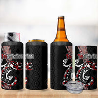 Aotearoa Toitu Te Tiriti Taniko 4 in 1 Can Cooler Tumbler Maori Taniwha Haka - Honour the Treaty