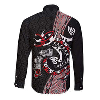 Aotearoa Toitu Te Tiriti Taniko Long Sleeve Button Shirt Maori Taniwha Haka - Honour the Treaty LT03 - Polynesian Pride