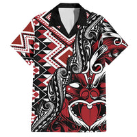 Aotearoa Maori Moko Art with Taniko Half Style Family Matching Tank Maxi Dress and Hawaiian Shirt